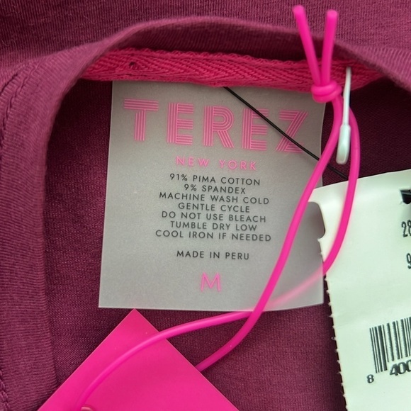 NWT Terez Bliss Twist Front Long Sleeve Peruvian Cotton Tee in Black Raspberry - Picture 7 of 10